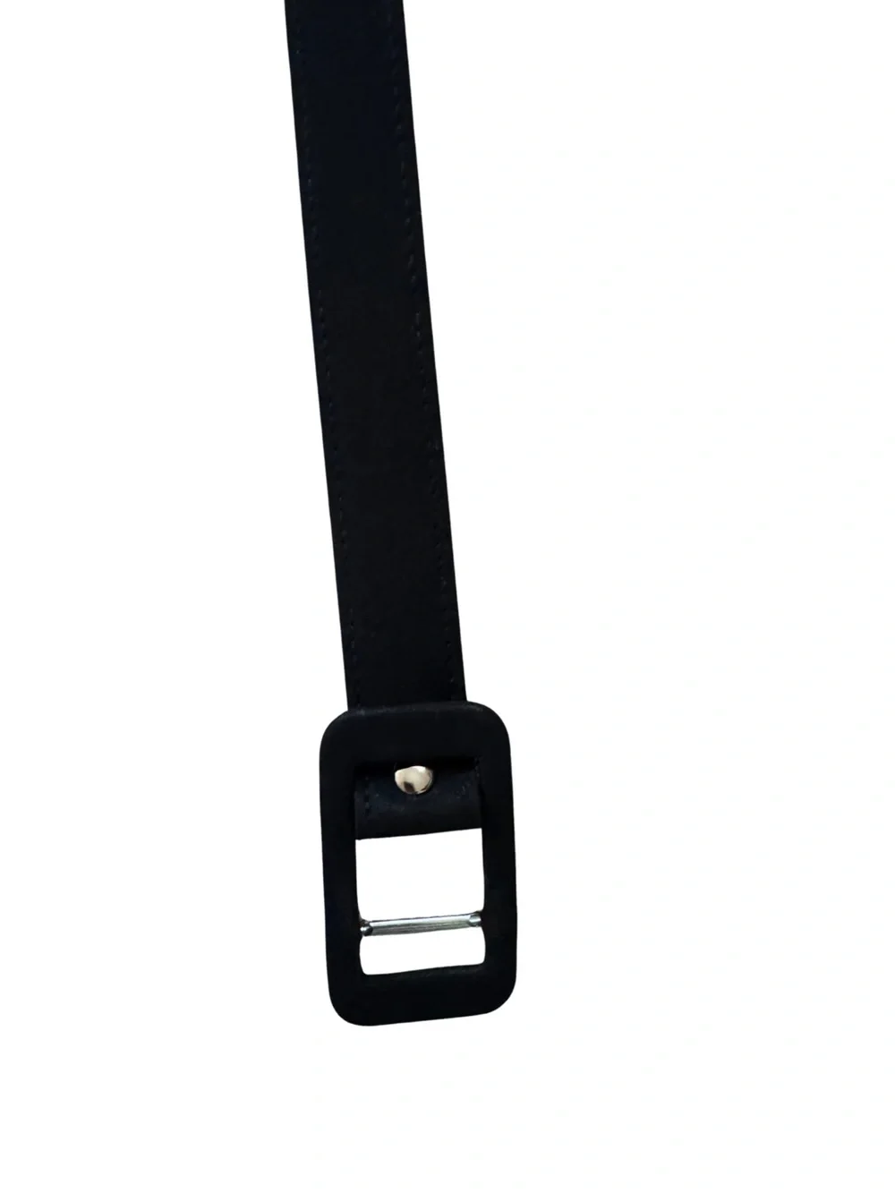 Black Leather Belt with Rectangle Buckle